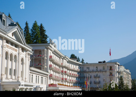 FÜNF - STERNE - HOTEL BELVEDERE, DAVOS, GRAUBÜNDEN, SCHWEIZ Stockfoto