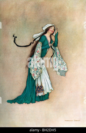 Alison, von Warwick Goble, von der kompletten Poetical Works of Geoffrey Chaucer, 1912. Stockfoto