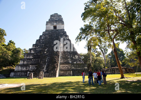 Tempel I, Tempel der großen Jaguar Konstruktion in Tikal archäologischen Stätte. Guatemala. Stockfoto