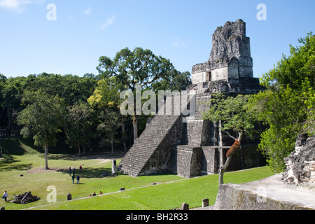 Tempel I, Tempel der großen Jaguar Konstruktion in Tikal archäologischen Stätte. Guatemala. Stockfoto