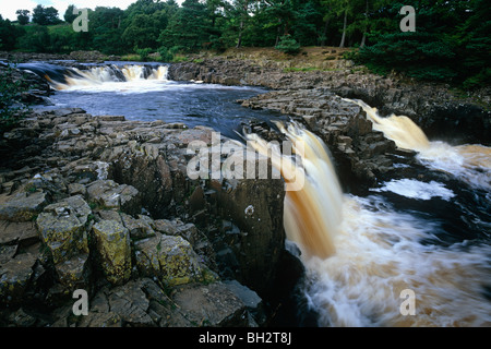 Ein Blick auf Low Force Wasserfall auf dem River Tees in der Nähe von Middleton in Teesdale, County Durham Stockfoto