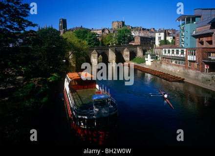 Eine Ansicht der Kathedrale von Durham, Durham Castle und Elvet Bridge, Durham City Stockfoto