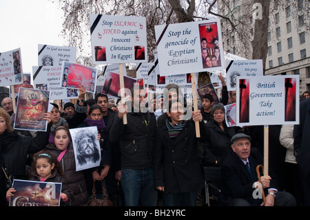 Ägyptische Kopten Protest gegen eine Erhöhung der islamischen Verfolgung und Angriffe gegen die christliche Minderheit. 23. Januar 2010 Stockfoto