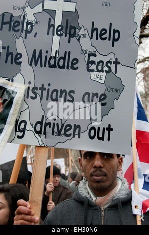 Ägyptische Kopten Protest gegen eine Erhöhung der islamischen Verfolgung und Angriffe gegen die christliche Minderheit. 23. Januar 2010 Stockfoto