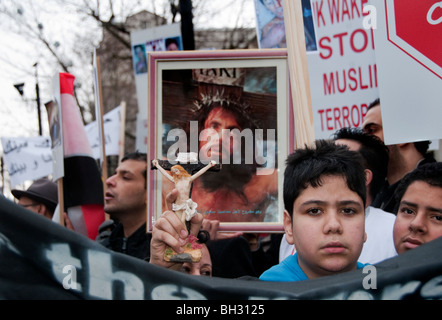 Ägyptische Kopten Protest gegen eine Erhöhung der islamischen Verfolgung und Angriffe gegen die christliche Minderheit. 23. Januar 2010 Stockfoto