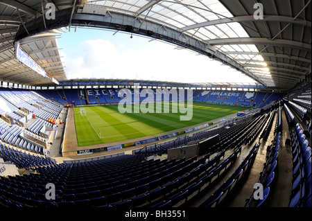 Innenansicht der King Power Stadium (formal bekannt als Walkers Stadium) Leicester. Haus von Leicester City Football Club Stockfoto