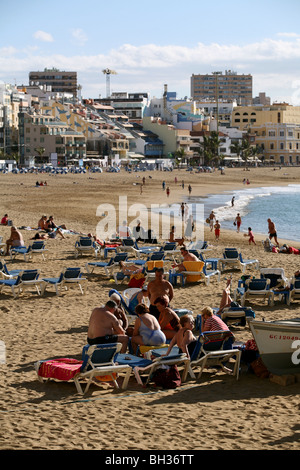Europa, Spanien, Kanarische Inseln, Las Palmas, Playa de Las Canteras Stockfoto