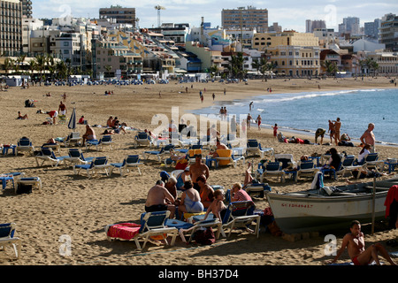 Europa, Spanien, Kanarische Inseln, Gran Canaria, Las Palmas, Playa de Las Canteras Stockfoto