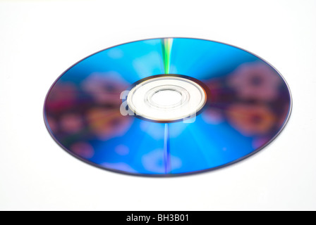 DVD CD Silberscheibe isoliert auf weißem Hintergrund Stockfoto