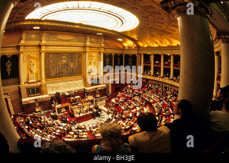 PLENARSAAL IM PALAIS BOURBON, SITZ DER FRANZÖSISCHEN NATIONALVERSAMMLUNG, PARLAMENT, PARIS (75) Stockfoto