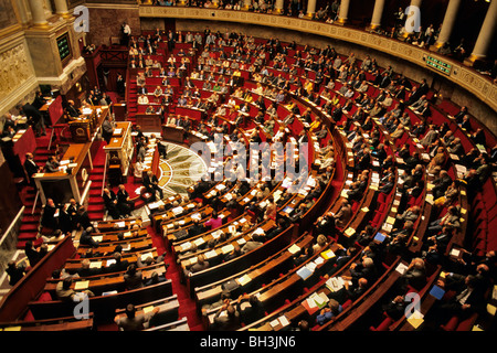 PLENARSAAL IM PALAIS BOURBON, SITZ DER FRANZÖSISCHEN NATIONALVERSAMMLUNG, PARLAMENT, PARIS (75) Stockfoto