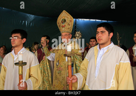 Israel, Jerusalem, armenische orthodoxe Himmelfahrt Zeremonie an der Himmelfahrt-Kapelle auf dem Ölberg Stockfoto