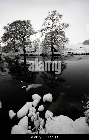 Glen Esk und North Esk River im Winter. Stockfoto