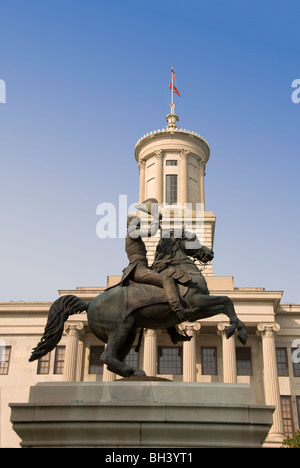 Berühmte Reiterstatue von "Old Hickory" Präsident Andrew Jackson, Tennessee State Capitol in Nashville, Tennessee Stockfoto