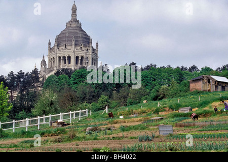 SCHREBERGÄRTEN VOR DER BASILIKA VON LISIEUX, CALVADOS (14), NORMANDIE, FRANKREICH Stockfoto