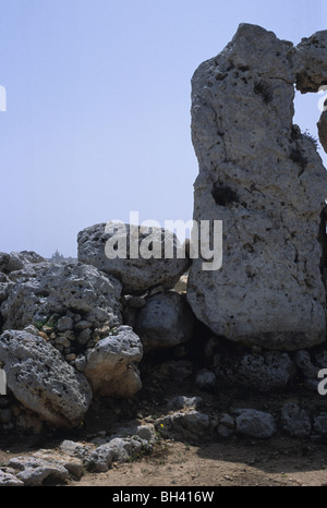 Wand der megalithischen Tempel von Ggantija auf Insel Gozo Malta Stockfoto