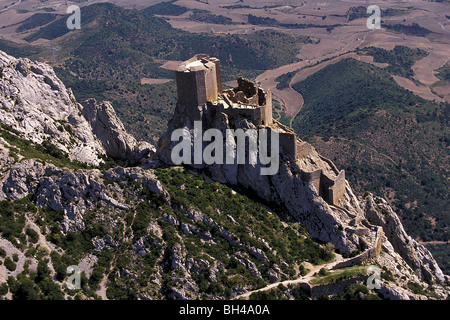 KATHARER BURG QUERIBUS, CORBIERES WEIN REGION, AUDE (11), FRANKREICH Stockfoto