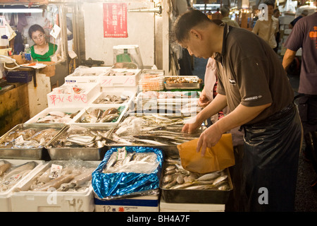 Honshu Fischhändler Japan Tokio Tsukiji Fischmarkt Stockfoto