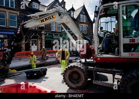 Straßenarbeiten Bau Anlage mieten von MT Kaill (Plant Hire) begrenzte Bagger Stockfoto