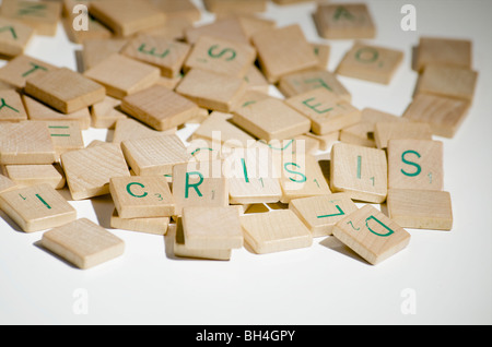 Scrabble-Fliesen, die Rechtschreibung, das Wort Krise Otterburn Park, Quebec Stockfoto