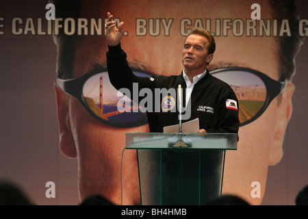 Arnold Schwarzenegger, Förderung von Wirtschaft und Tourismus Beziehungen zwischen Japan und Kalifornien. Tokio, Japan. Stockfoto