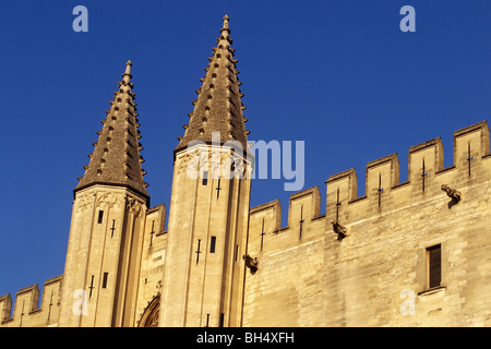 FASSADE DER PALAST DER PÄPSTE IN AVIGNON, VAUCLUSE (84), FRANKREICH Stockfoto