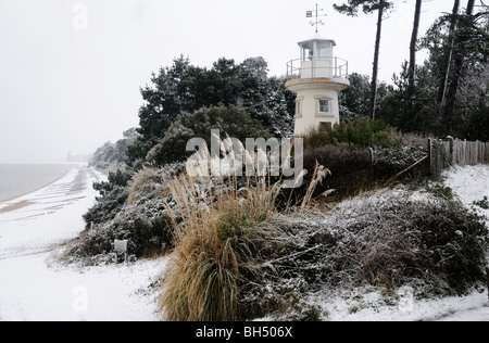 Leuchtturm in Lepe im Winter Der neue Wald Hampshire England Großbritannien Stockfoto