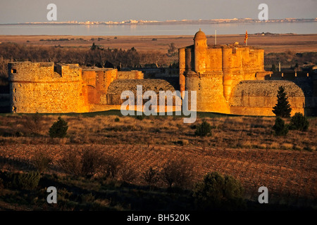 CHATEAU DE SALSES AM ETANG DE LEUCATE, PYRENÄEN-ORIENTALES (66), FRANKREICH Stockfoto