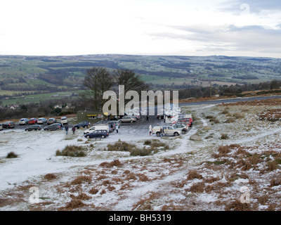 Ilkley Moor Parkplatz im Winter Stockfoto