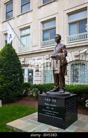 Statue von Philip Jaisohn bei der Botschaft der Republik Korea in Washington DC Stockfoto