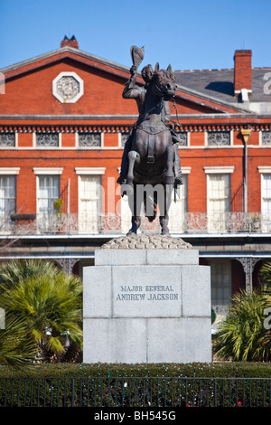 Statue von Andrew Jackson am Jackson Square im French Quarter von New Orleans, LA Stockfoto