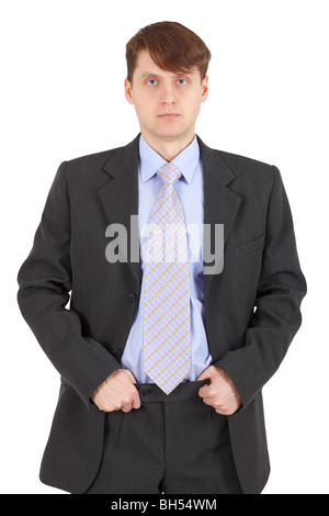 Junge ernsthaften Geschäftsmann im Anzug isoliert auf weißem Hintergrund Stockfoto