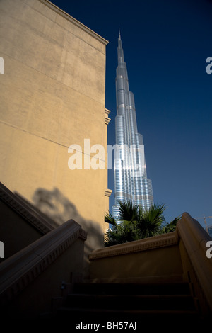 Dramatische Grafik Winkel Burj Khalifa Dubai SEAT2 Adresse Stockfoto