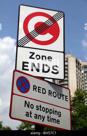 Staus kostenlos Zone enden Zeichen Park Lane London uk Stockfoto