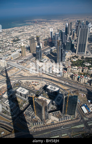 Dramatischen Blick Scheich Zayed Road Burj Khalifa Dubai SEAT2 Stockfoto