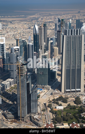 Dramatischen Blick Scheich Zayed Road Burj Khalifa Dubai SEAT2 Stockfoto