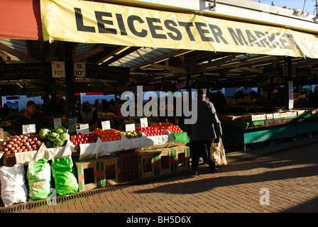 Leicester ist im freien Markt abgedeckt. Stockfoto