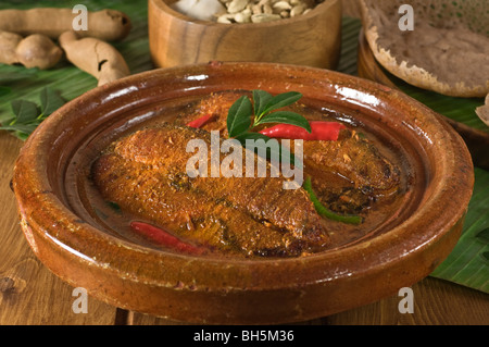 Kerala Fisch curry mit Appams Südindien Essen Stockfoto