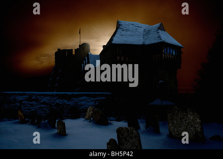 Manipulierte Bild Stokesay Castle in Shropshire. Stockfoto