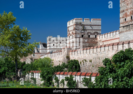 Istanbul historischen Stadtmauer rund um die Yedikule, Türkei Stockfoto