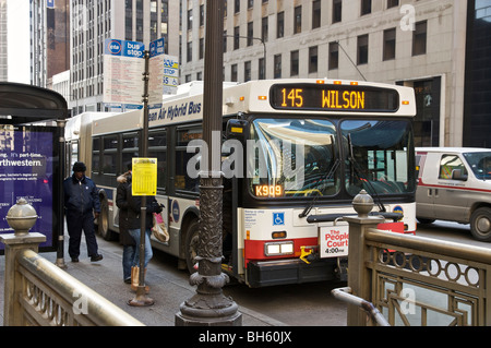 Hybrid-Bus Chicago Stockfoto