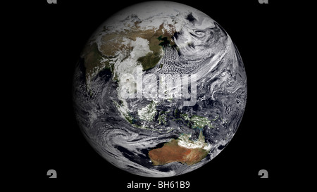 2. Januar 2009 - Cloud Simulation der voll Erde. Stockfoto