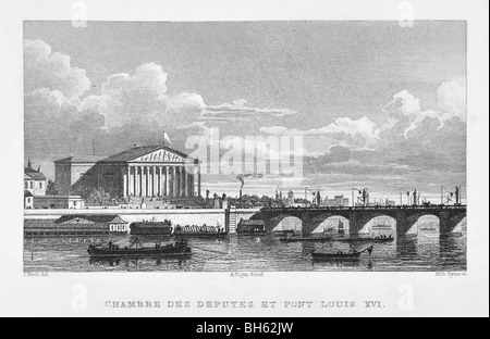 Chambre des Deputes et Pont Louis XVI Stockfoto