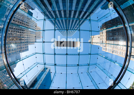 USA, New York City, Manhattan, Wolkenkratzer der Fifth Avenue, die Ansicht von unten durch ein Glasdach überdachten Stockfoto