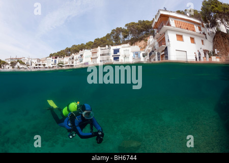 Tauchen in Tamariu, Tamariu, Costa Brava, Mittelmeer, Spanien Stockfoto