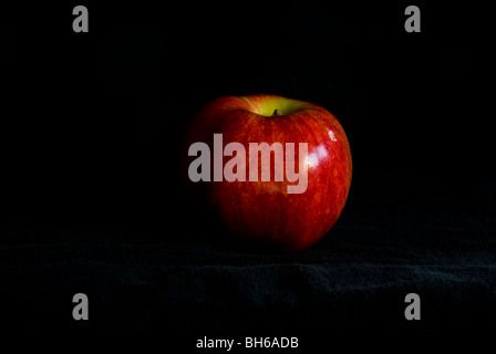Roter Apfel auf schwarz Stockfoto