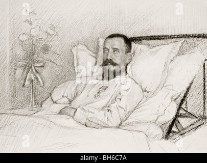 Französische General Henri Gouraud erholt sich im Krankenhaus nach verlor seinen rechten Arm in der Dardanelles Kampagne, 1915. Stockfoto