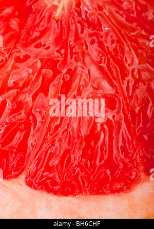 Extreme Nahaufnahme einer rote Grapefruit. Stockfoto
