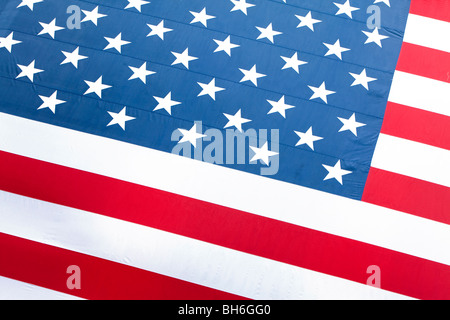 USA, New York City, Manhattan, Downtown Financial District - US flag hängen außerhalb der New York Stock Exchange, Wall Street Stockfoto