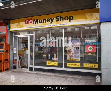 Fenster von Geld Shop Sidwell Straße Exeter UK Stockfoto